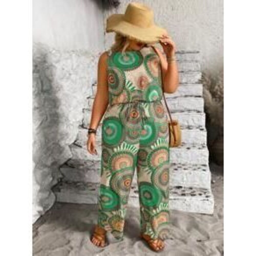 SHEIN Clasi Plus Size Print Casual Jumpsuit, Simple & Fashionable, Suitable For…